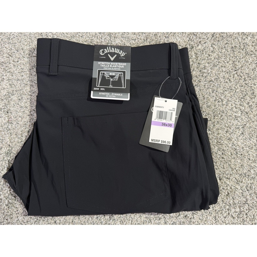 Callaway Men's Golf Pants, Flat Front Stretch - 34W‎ x 30L - Black
